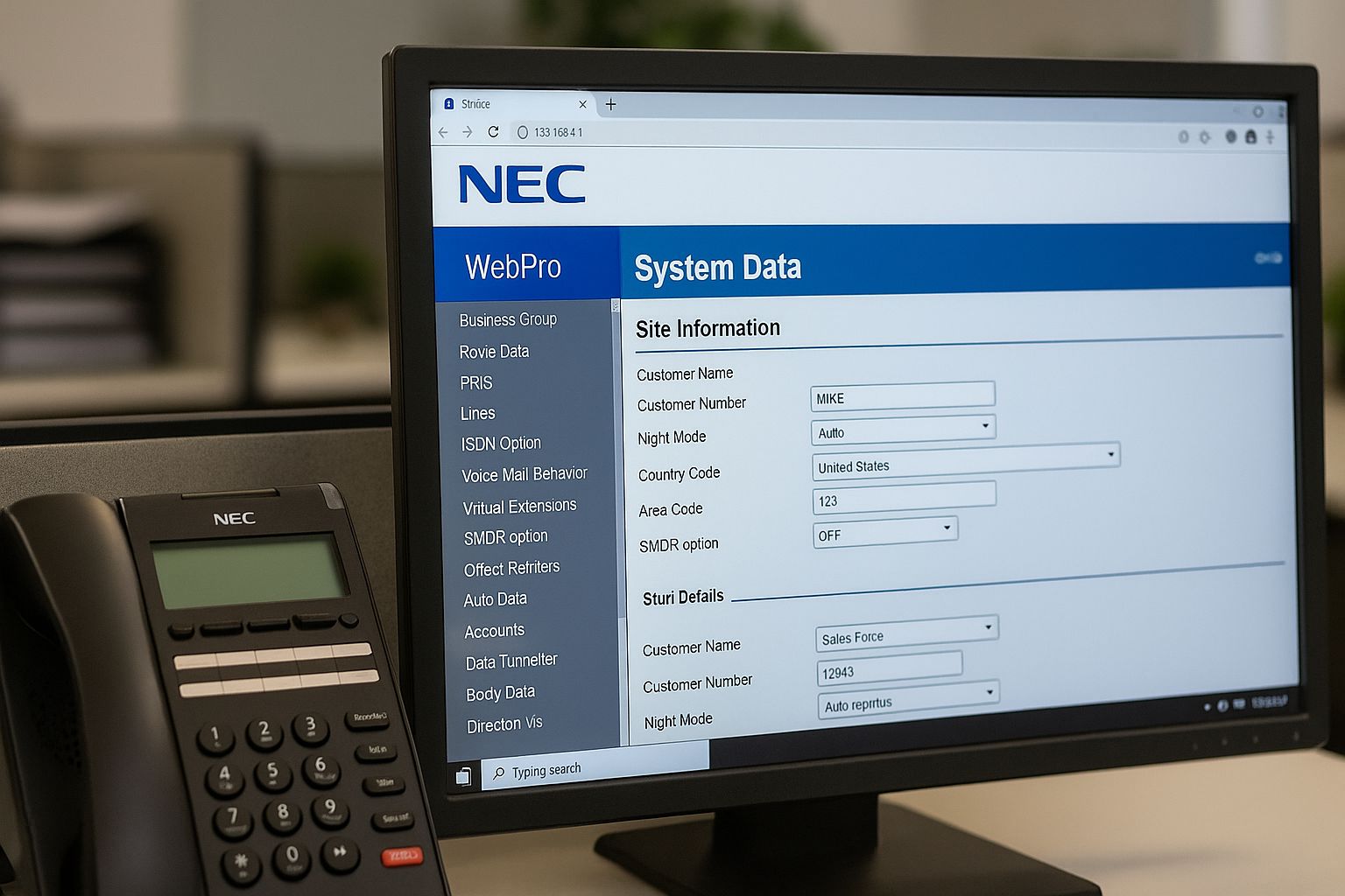 NEC IP-PBX Configuration